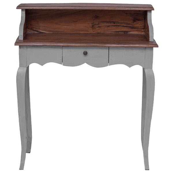 vidaXL Writing Desk Mahogany, Grey Solid mahogany wood