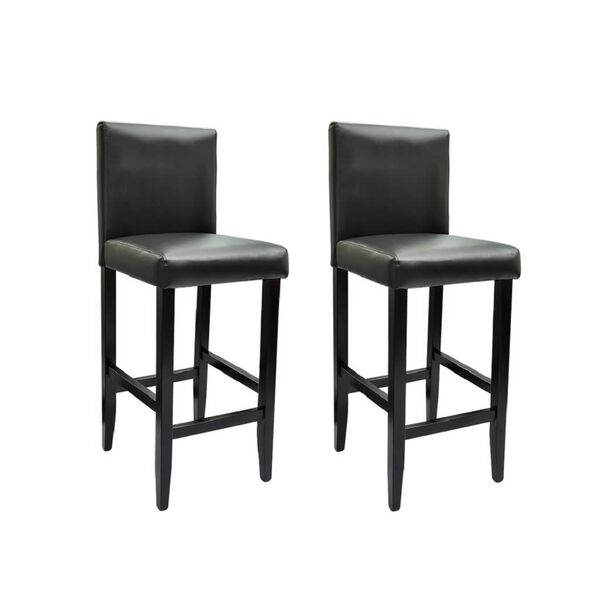 vidaXL Bar Stool Set of 2 Black Faux Leather Standard