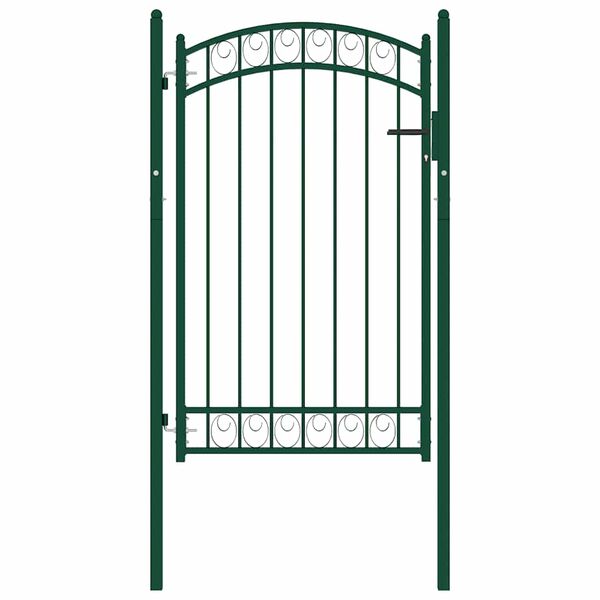 vidaXL Fence Gate with Arched Top Steel 39.4x41.7" Green