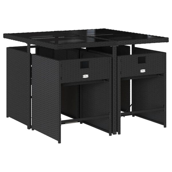 vidaXL Patio Dining Set Set of 4 Beige PE Rattan Medium Collapsible