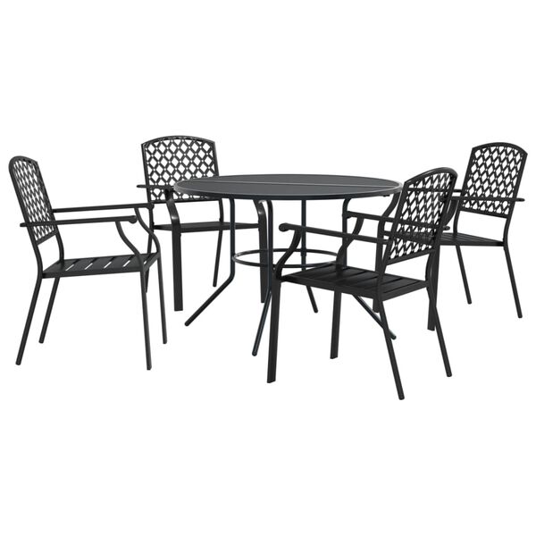 vidaXL Garden Chair Set Anthracite Powder-Coated Steel Medium Stackable