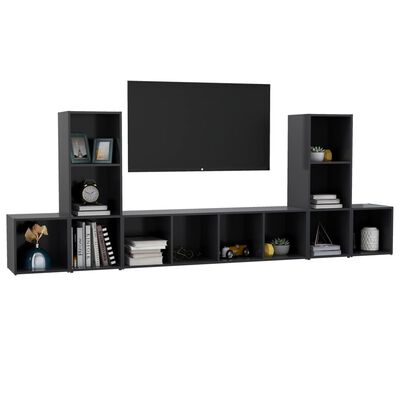 vidaXL 5 Piece TV Cabinet Set Gray Chipboard
