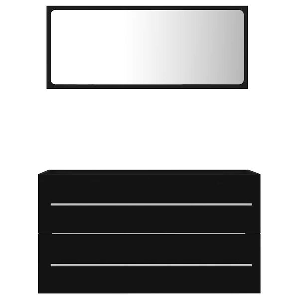 vidaXL Bathroom Furniture Set Black Engineered Wood Medium