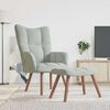 vidaXL Relaxing Chair with a Stool Light Gray Velvet