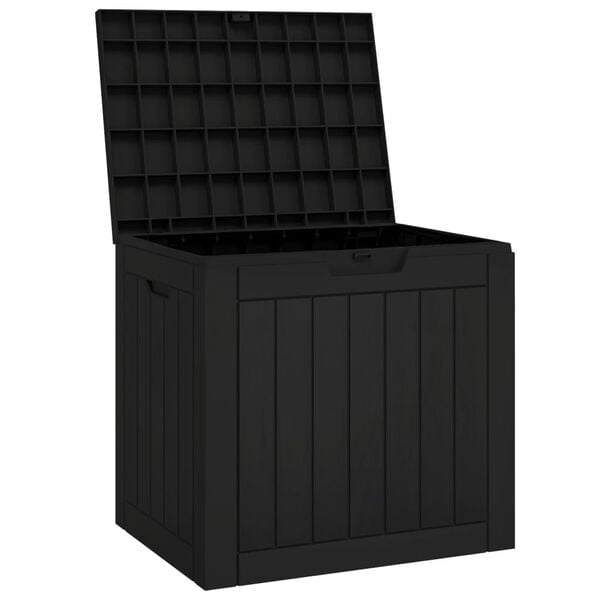 vidaXL Garden Storage Box Black Polypropylene Medium Garden Storage Box