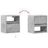 vidaXL Wall-mounted Bedside Cabinet Concrete grey Engineered wood