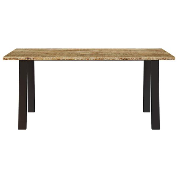 vidaXL Dining Table Natural brown top, black legs