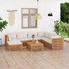 vidaXL 8 Piece Patio Lounge Set with Cream Cushion Solid Teak Wood