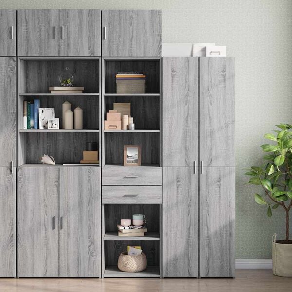 vidaXL Slim Storage Cabinet Grey Sonoma Engineered Wood Slim/Tall
