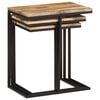 vidaXL Nesting Table Set of 3 Natural wood with black metal