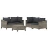vidaXL Garden Lounge Set Grey PE rattan, Powder-coated steel Modular