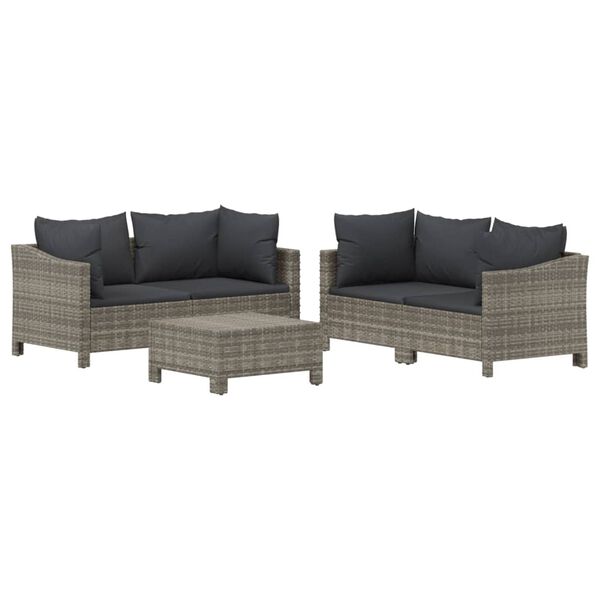 vidaXL Garden Lounge Set Grey PE rattan, Powder-coated steel Modular