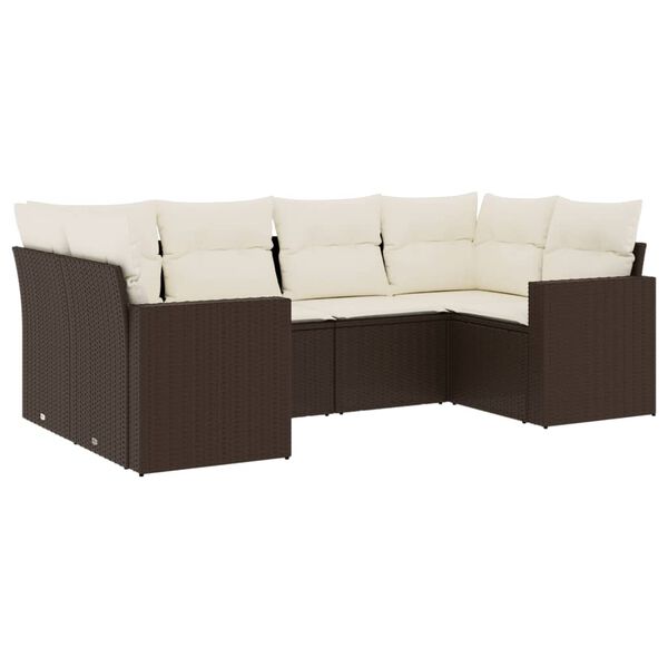 vidaXL Garden Sofa Set Brown PE Rattan Large Adjustable Feet
