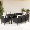 vidaXL Garden Dining Set Black PE Rattan Large Removable Covers