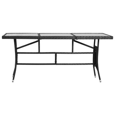 vidaXL Patio Table Black 70"x31.5"x29.1" Poly Rattan