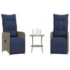 vidaXL Reclining Patio Chairs 2 pcs with Table Gray Poly Rattan