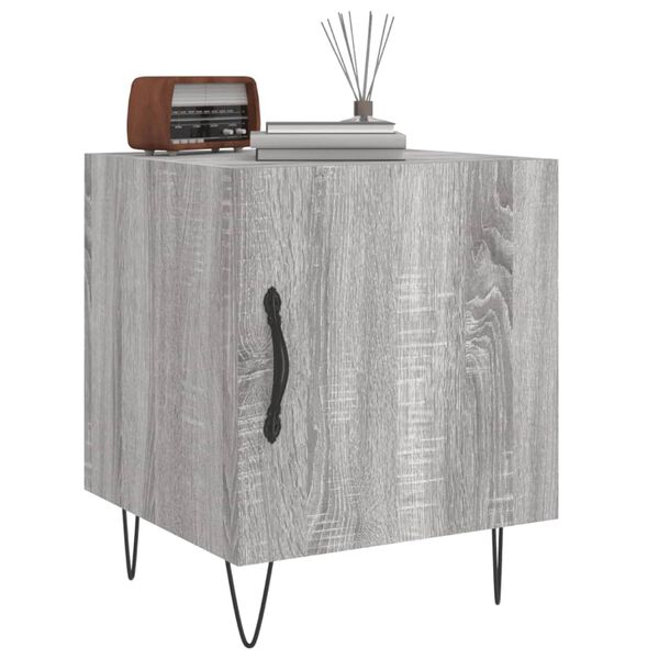 vidaXL Bedside Cabinet Set of 2 Grey Sonoma Engineered wood, metal