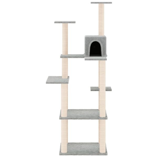 vidaXL Cat Tree Light Grey Engineered Wood, Plush, Sisal