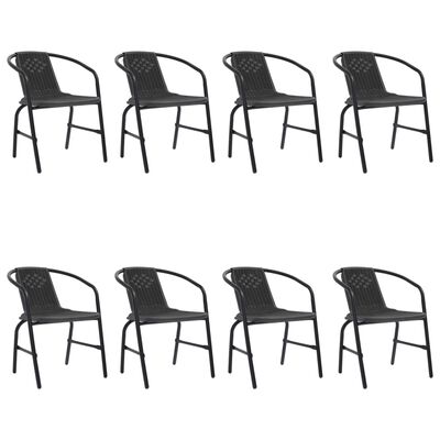 vidaXL Garden Chairs 8 pcs Plastic Rattan and Steel 242.5 lb
