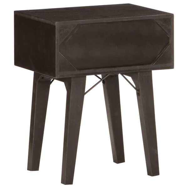 vidaXL Bedside Cabinet Black and Brown Solid Reclaimed Wood, MDF