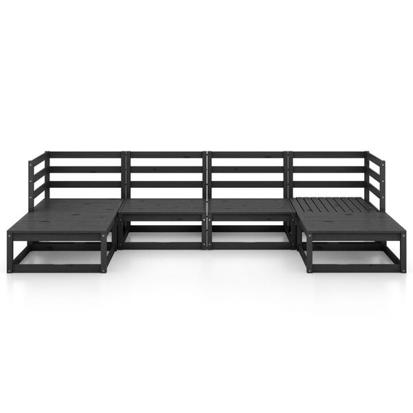 vidaXL Garden Lounge Set Black Solid Pine wood Modular Garden Lounge Set