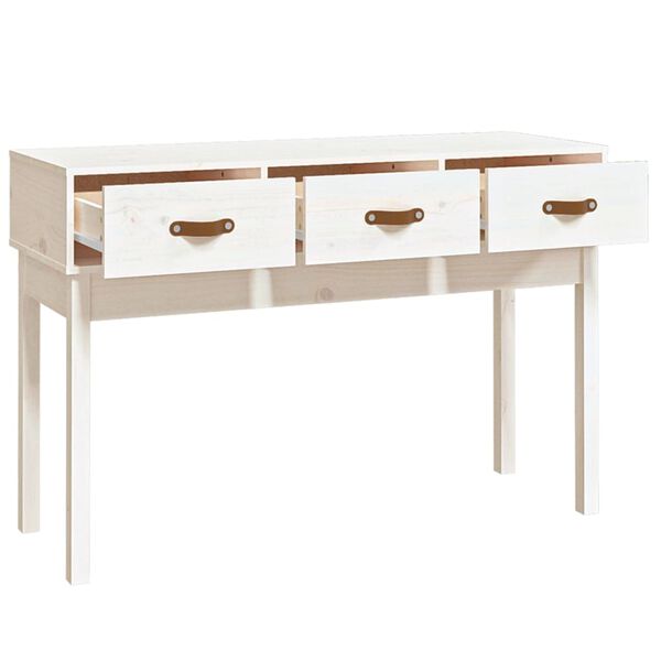 vidaXL Console Table White Solid Pine Wood Medium Console Table