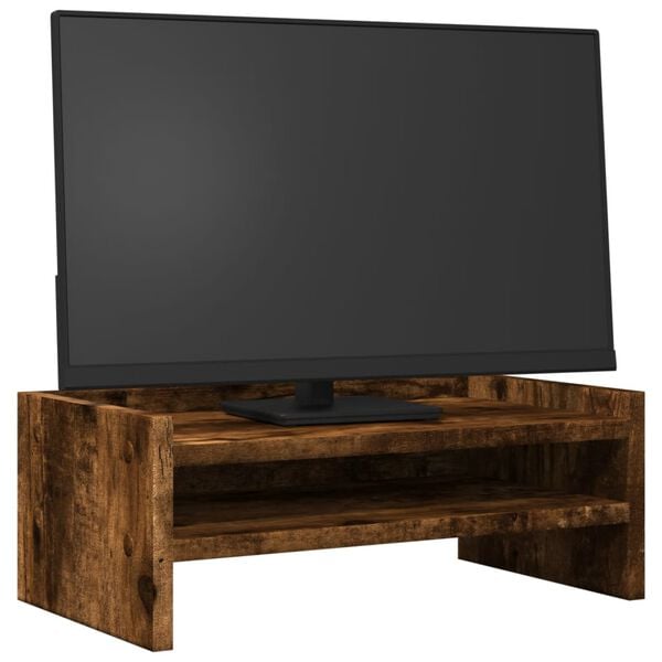 vidaXL Monitor Stand Smoked Oak 16.5x9.4x6.3" Engineered Wood
