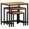 vidaXL Nesting Side Table Natural wood, black Solid mango wood, iron