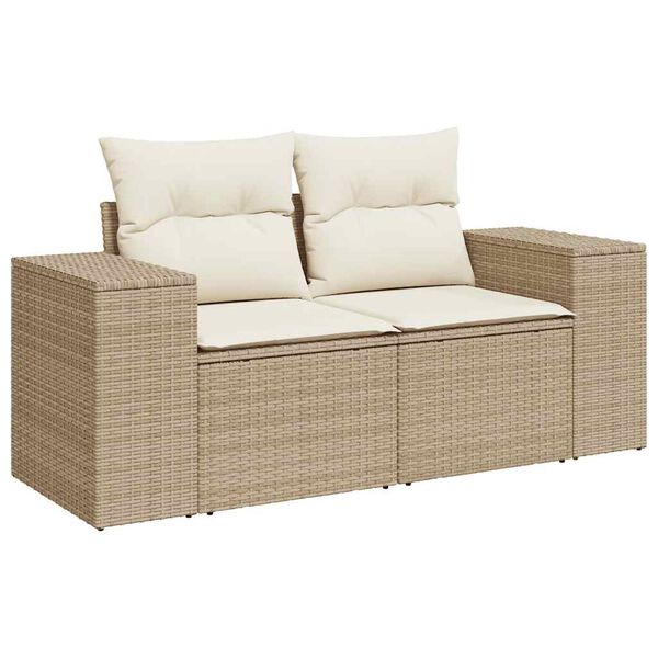 vidaXL Garden Sofa Set Beige Poly Rattan, Powder-Coated Steel Medium