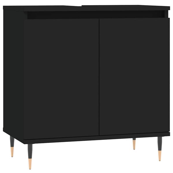 vidaXL Bathroom Cabinet Black Engineered wood, iron Medium