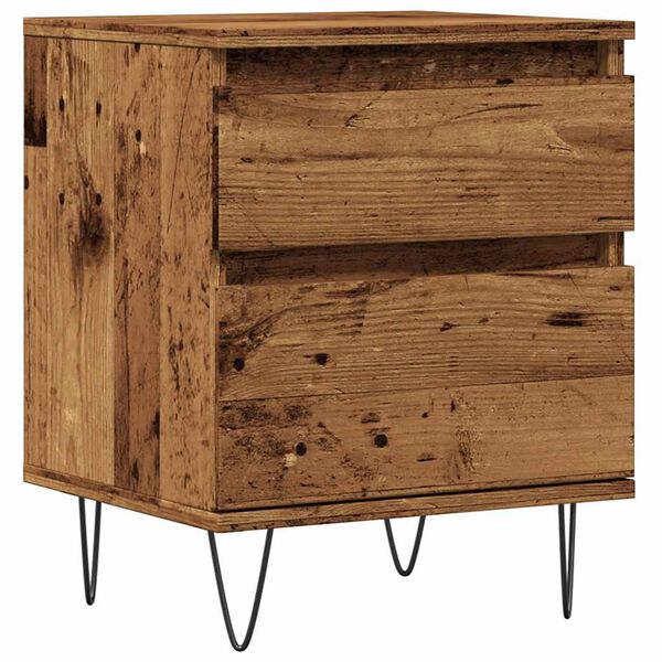 vidaXL Nightstand Old Wood Engineered Wood, Metal Compact Nightstand
