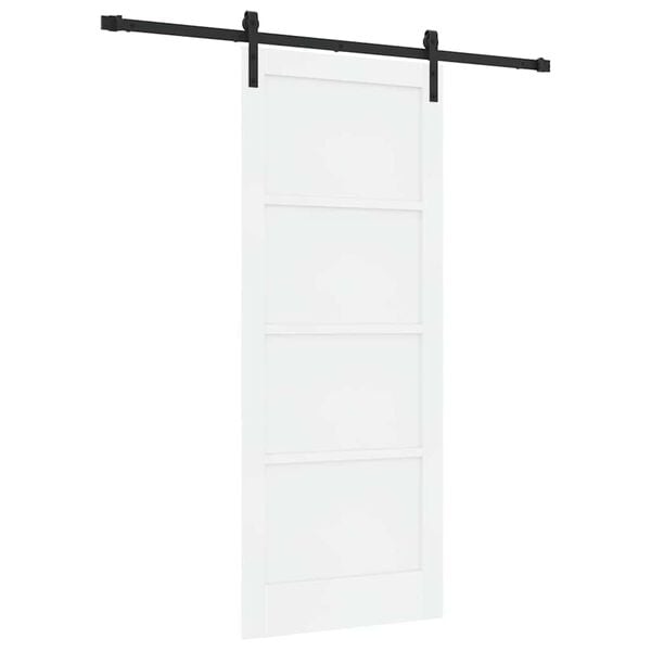 vidaXL Sliding Door White and Black 32.68 x 79.53 in Solid Pine Wood