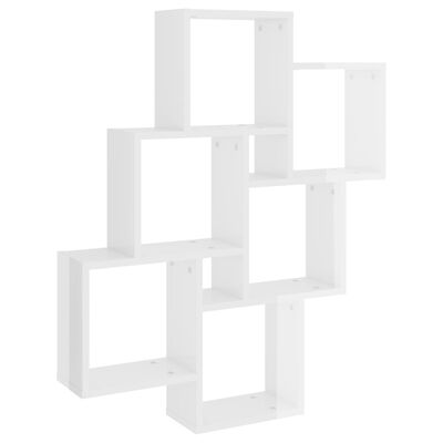 vidaXL Wall Cube Shelf High Gloss White 30.7"x5.9"x36.6" Engineered Wood