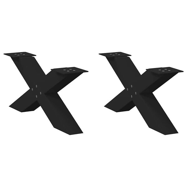 vidaXL Coffee Table Leg Set of 2 Black Powder-Coated Steel