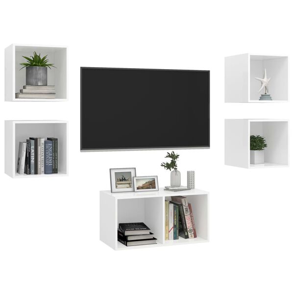 vidaXL TV Cabinet Set White Engineered Wood Medium TV Cabinet Set