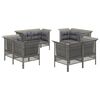 vidaXL 8 Piece Patio Lounge Set with Cushions Grey Poly Rattan