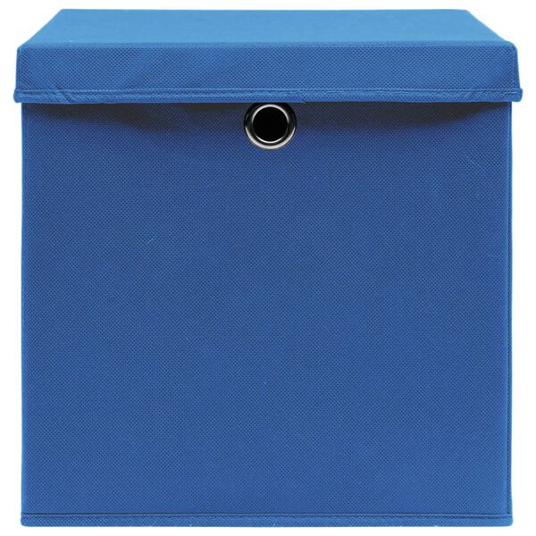 vidaXL Storage Box Set of 4 Blue Non-woven fabric 11.0x11.0x11.0 in
