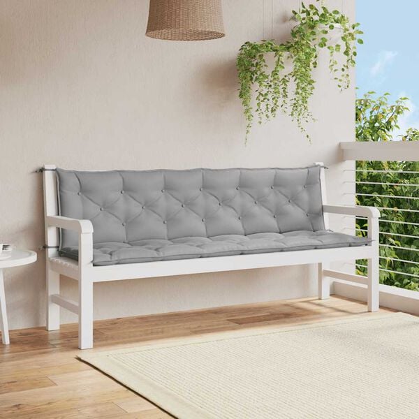 vidaXL Garden Bench Cushion Set of 2 Gray Oxford fabric (100% polyester)