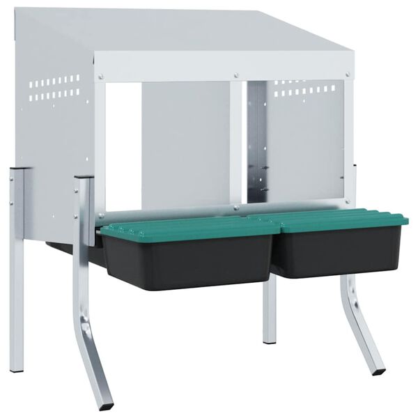 vidaXL Chicken Nesting Box 2 Compartments with Legs Galvanised Steel