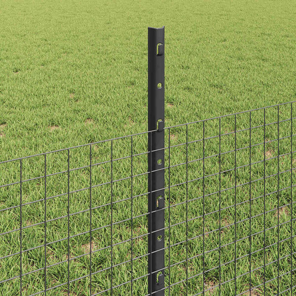 vidaXL Fence and Post Grey 1.64 x 82.02 ft Steel