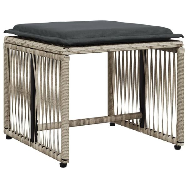 vidaXL Garden Dining Set Light Grey PE Rattan, Powder-Coated Steel Large