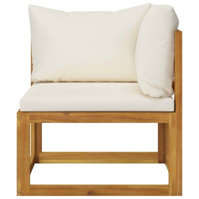 vidaXL Sectional Corner Sofa & Cream White Cushion Solid Acacia Wood