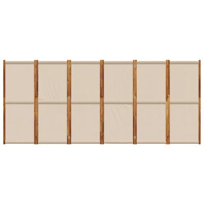 Wide beige room divider with multiple panels and wooden frames