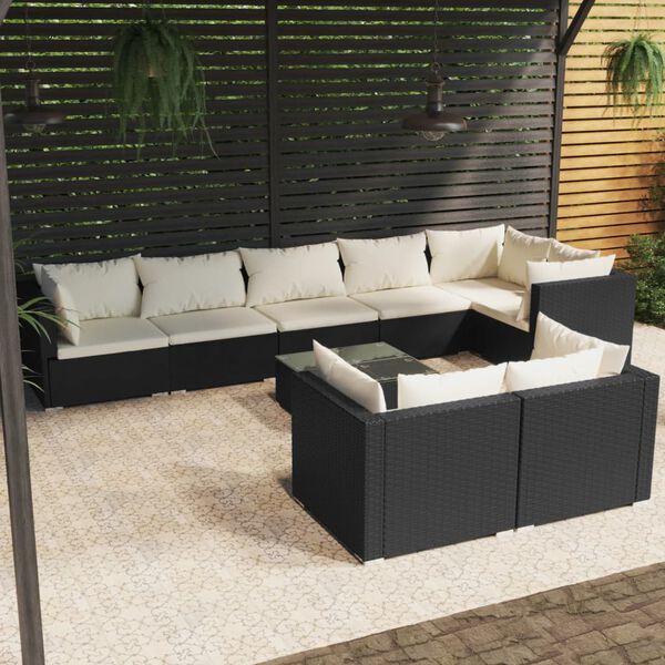 vidaXL Garden Lounge Set Black, Cream