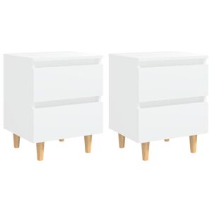vidaXL Bed Cabinet Set of 2 White Engineered wood, solid pinewood Small