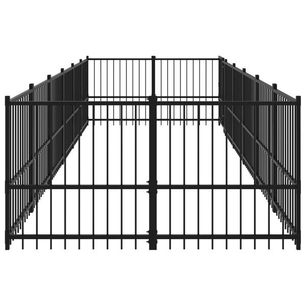 vidaXL Dog Kennel Black Powder-coated Steel Large Durable Dog Kennel