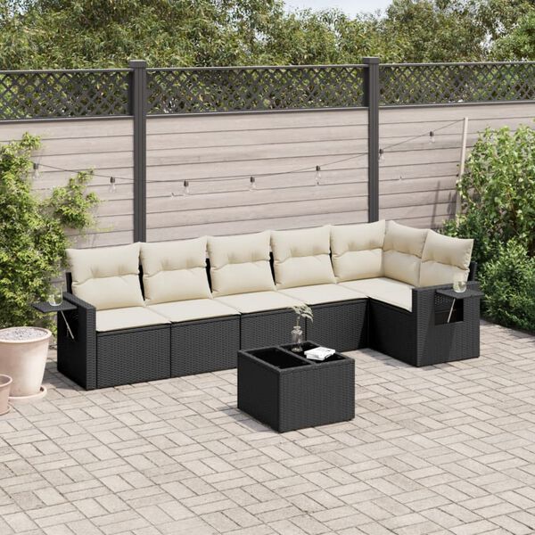 vidaXL Garden Sofa Set Black and Cream