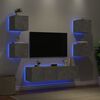 vidaXL 6 Piece TV Wall Units with LED Concrete Gray Engineered Wood