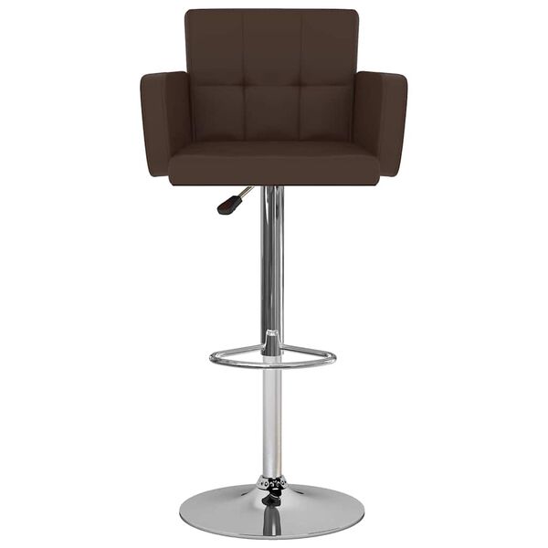 vidaXL Bar Stool Set of 2 Brown Artificial leather, Steel Footrest