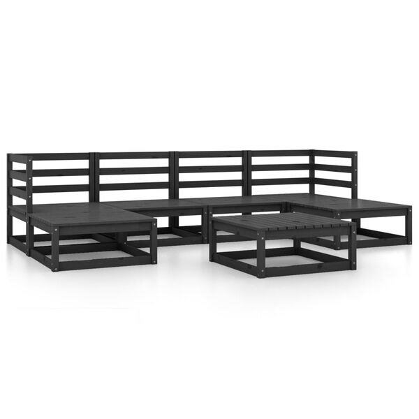 vidaXL Garden Lounge Set Black Solid Pine Wood Medium Modular